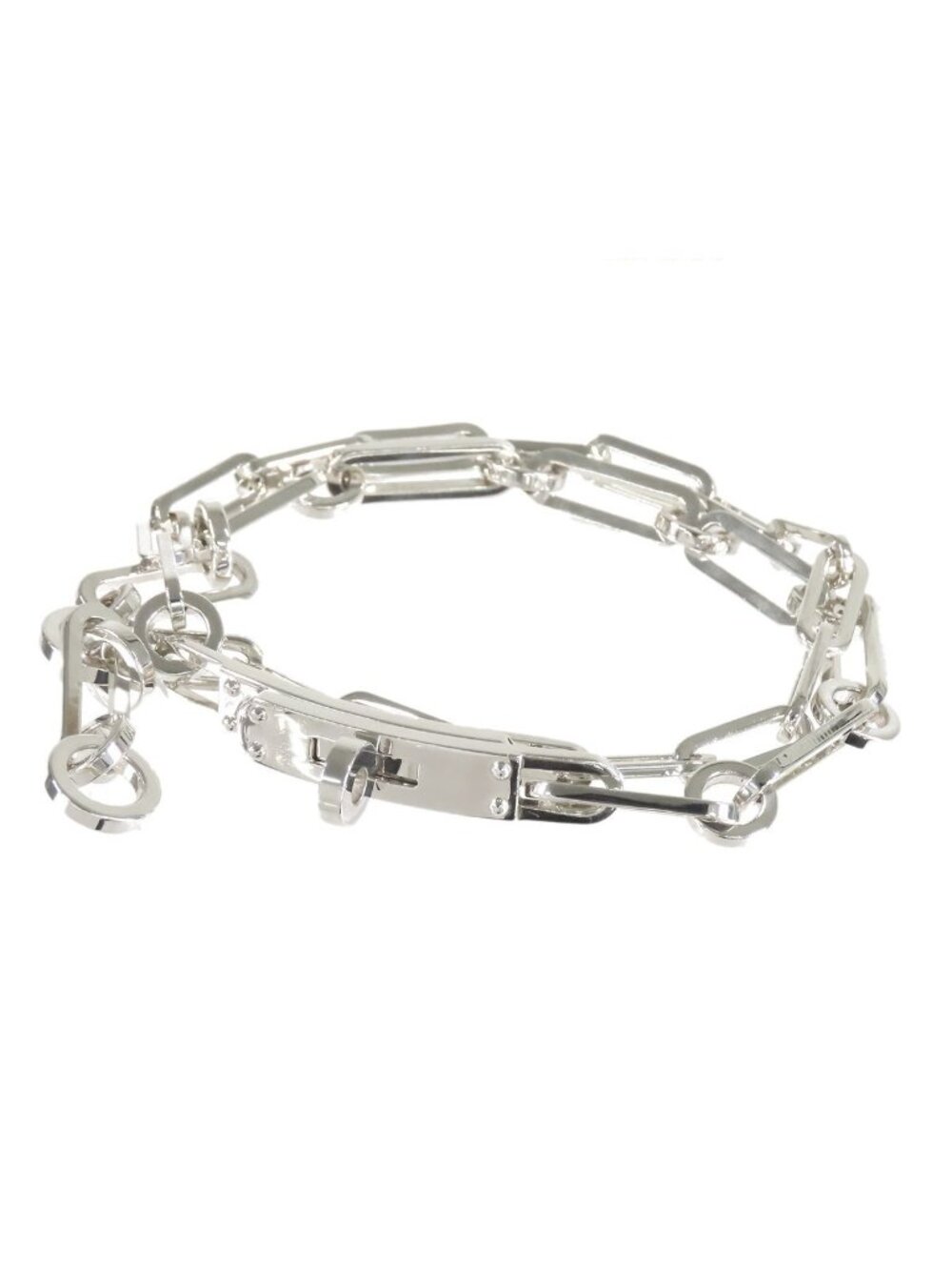 Hermes Kelly Chaine Silver Double Tour 17 Bracelet